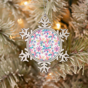 Watercolor Snowflakes Pattern Snowflake Pewter Christmas Ornament