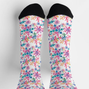 Watercolor Snowflakes Pattern Socks