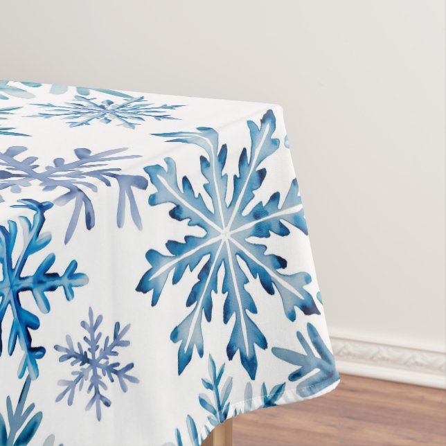 Watercolor Snowflakes Pattern Tablecloth (In Situ)