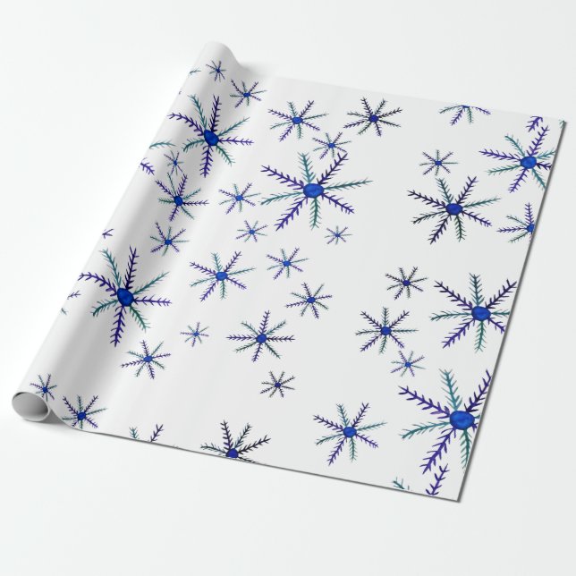 Watercolor Snowflakes Wrapping Paper (Unrolled)