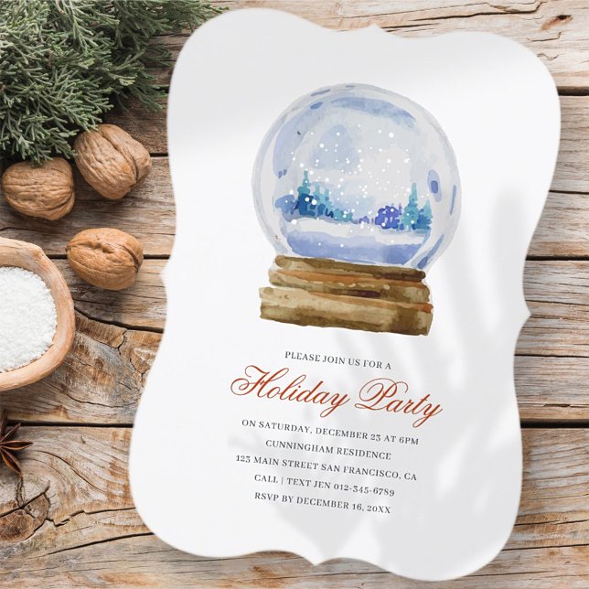 Watercolor Snowglobe Holiday Party Invitation (Creator Uploaded)