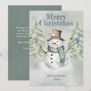 Watercolor Snowman Christmas Card – Personalised