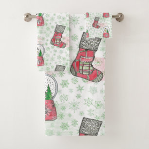 Watercolor Snowman Christmas Holiday Bath Towel Set