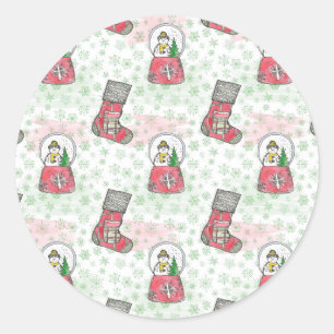 Watercolor Snowman Christmas Holiday Classic Round Sticker