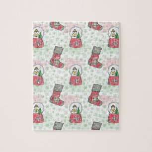 Watercolor Snowman Christmas Holiday Jigsaw Puzzle