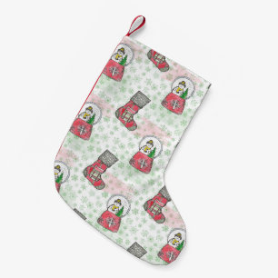 Watercolor Snowman Christmas Holiday Small Christmas Stocking
