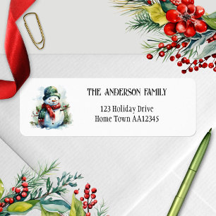 Watercolor Snowman Christmas Return Address Label