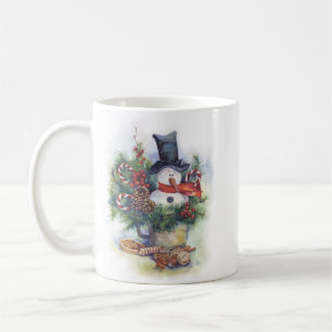 Watercolor snowman Christmas tree New Year winter Coffee Mug