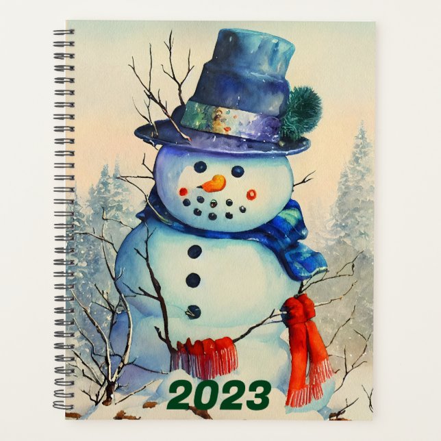 Watercolor Snowman Custom Planner (Front)