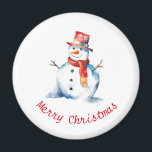 Watercolor Snowman Cute Festive Merry Christmas Magnet<br><div class="desc">This cute holiday magnet features a snowman picture in a watercolor style. With 'Merry Christmas' greeting underneath in red script typography,  the magnet makes an ideal stocking stuffer.</div>