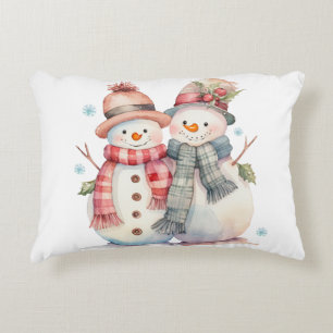 Watercolor Snowman Decorative Cushion