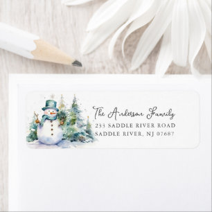 Watercolor Snowman Return Address Label