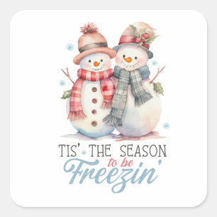 Watercolor Snowman Square Sticker