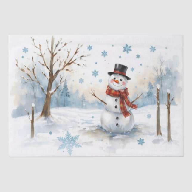 Watercolor Snowman Tissue Paper (Front)