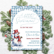 Watercolor Snowman Winter Boy Baby Shower