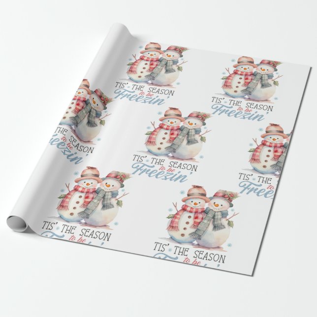 Watercolor Snowman  Wrapping Paper (Unrolled)