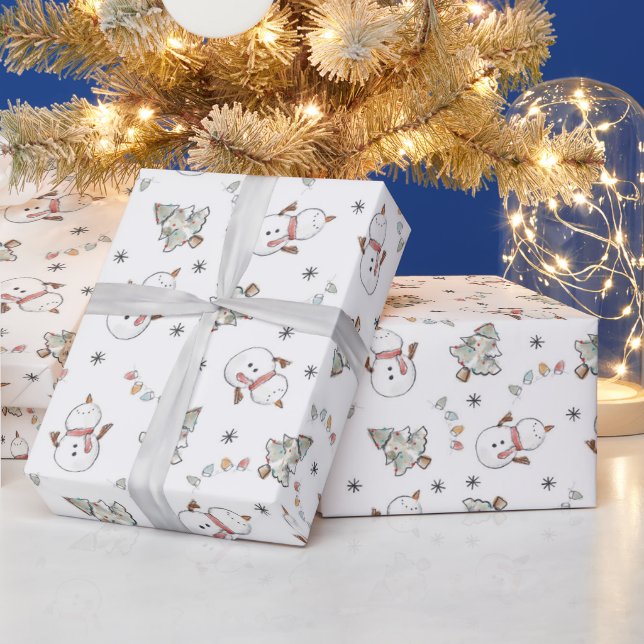 Watercolor Snowman  Wrapping Paper (Holidays)