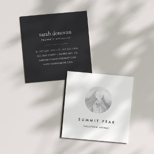 Watercolor Snowy Mountain Logo Square Business Card