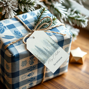 Watercolor snowy trees custom Christmas Gift Tags