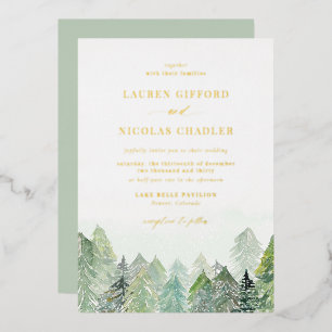 Watercolor Snowy Woodland Winter Wedding