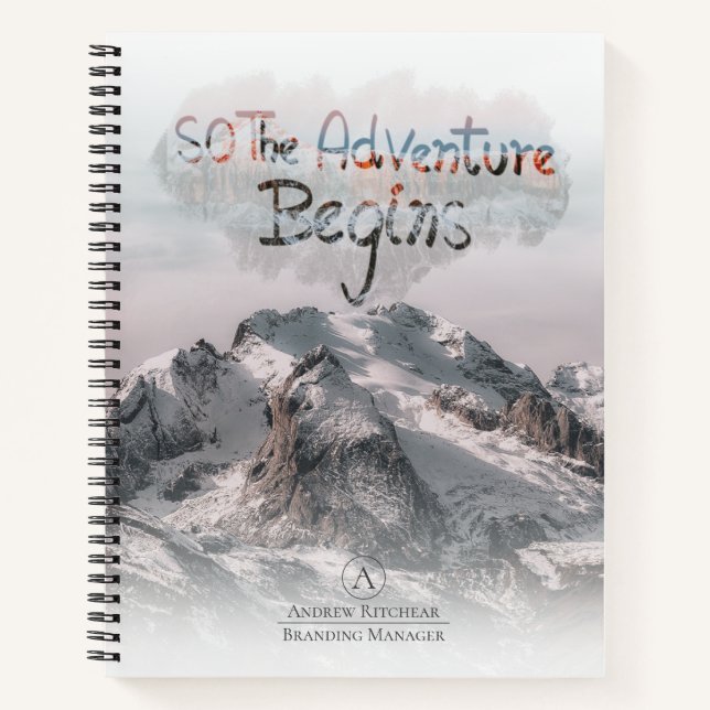 Watercolor so the adventure begins custom text  notebook (Front)