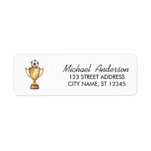 Watercolor Soccer Ball Football Return Address  Label