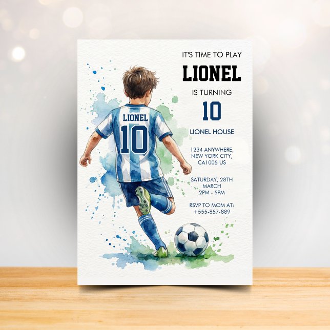 Watercolor Soccer Boy's Birthday Party Invitation (Creator Uploaded)