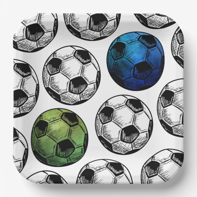 Watercolor Soccer Party Plates (Front)
