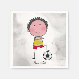 Watercolor Soccer Player Stick Boy Beautiful Napkin