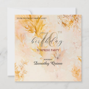 Watercolor Soft Autumn Leaves Surprise Birthday Invitation