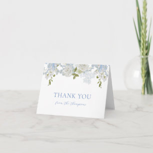 Watercolor Soft Blue Flowers Baby Boy Shower Thank You Card
