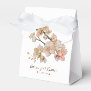 Watercolor soft orange pink spring blossoms favour box