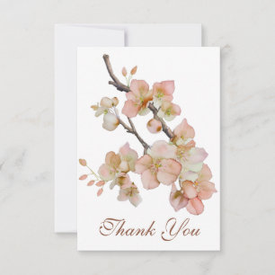 Watercolor soft orange pink spring blossoms invitation