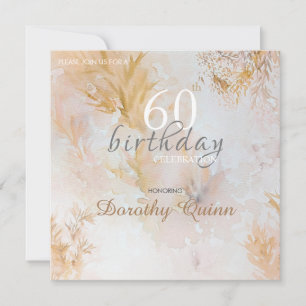 Watercolor Soft Pastel Leaves Birthday Invitation