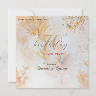 Watercolor Soft Pastel Leaves Surprise Birthday Invitation