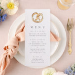 Watercolor Soft Pretzel Wedding Menu<br><div class="desc">Modern,  playful,  and chic,  this wedding menu features a watercoloring painting of a soft pretzel paired with chic typography.</div>