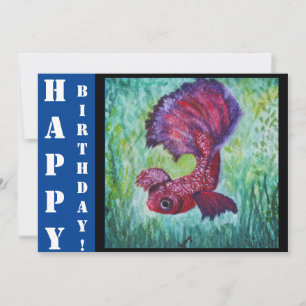 Watercolor Soft Tones Betta Fish Painting Invitation