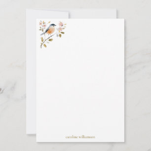 Watercolor Songbird Bird Personalized Stationery Card