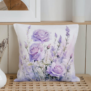 Watercolor Soothing Lavender Meadows Cushion