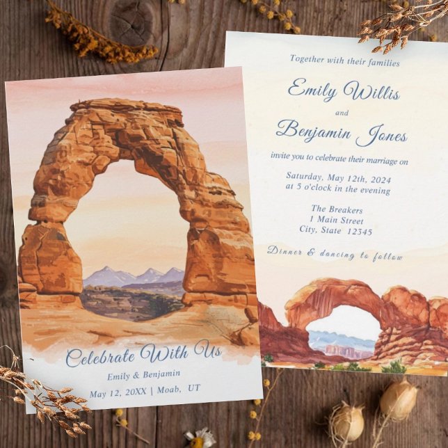 Watercolor Southwest Arches National Park Wedding  Invitation (Creator Uploaded)