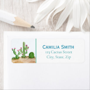 Watercolor Southwest Flowering Cactus Return Address Label