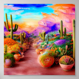 Watercolor southwest garden poster