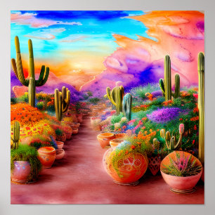 Watercolor southwest garden poster