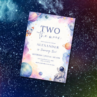 Watercolor Space Birthday Invitation Template