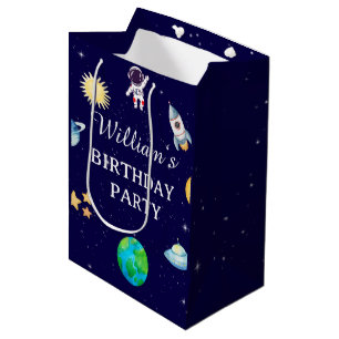 Watercolor Space Birthday Party Medium Gift Bag
