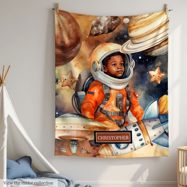 Watercolor Space Blanket Boys’ Cosy Birthday Gift (Watercolor Space Blanket Boys’ Cozy Birthday Gift)