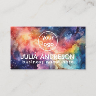 Watercolor Space Galaxy Abstract Modern  Business Card