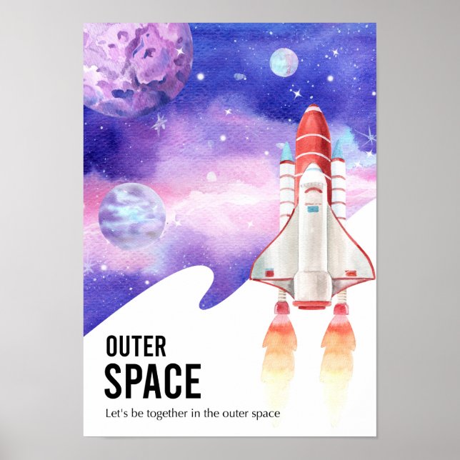  Watercolor Space Galaxy Astronaut  Poster (Front)