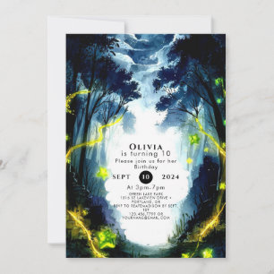 Watercolor Sparkle Woodland Birthday Invitation