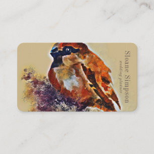 Watercolor Sparrow Abstract Painting Beige Business Card